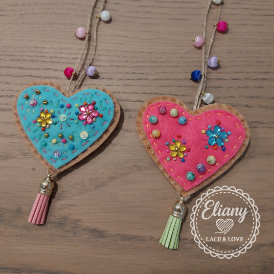 Charms per borse o portachiavi cuore con perline